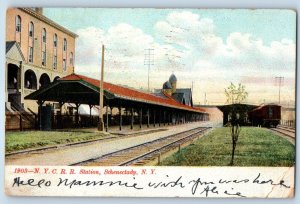 c1907 Schenectady New York NY Vintage Postcard N. Y. C. R. R. Station Posted