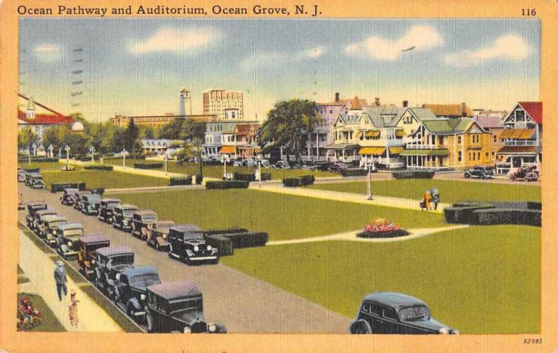 Ocean Grove New Jersey Ocean Pathway and Auditorium Antique Postcard J63630