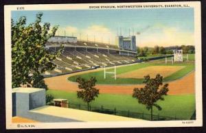 Evanston IL Diche Stadium NW University Linen Postcard