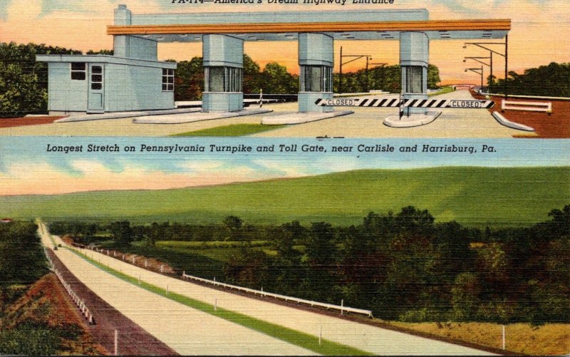 Pennsylvania Turnpike Longest Stretch and Toll Gate Near Carlisle and Harrisb...