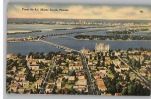 Linen Postcard-Miami Beach,Florida From the Air..FL