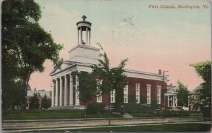 Postcard First Church Burlington VT Vermont