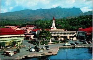 Vtg Papeete Tahiti Main Street View Old Cars Harbour 1950s Chrome Postcard