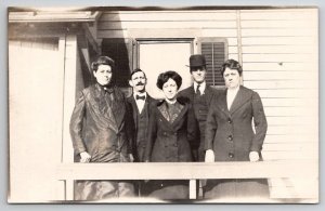 RPPC Lovely Ladies And Dapper Men Posing On Porch Postcard V23