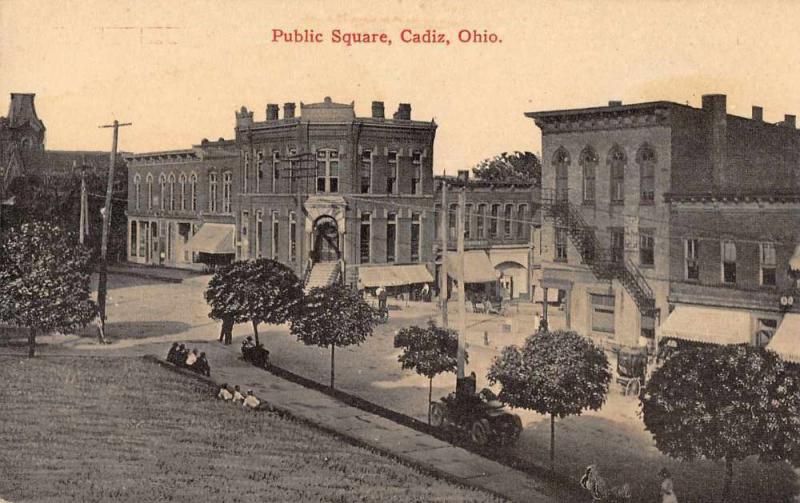 Cadiz Ohio Public Square Antique Postcard J46179