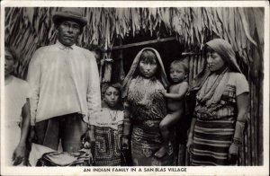 San Blas Panama Indigenous Family Real Photo RPPC Vintage Postcard