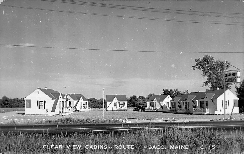 Saco ME Clear View Cabins On U.S. Route 1 Real Photo Postcard