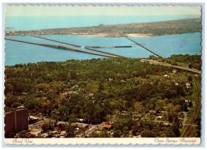 1973 Aerial View Ocean Springs Bridge Rail Road Fishing Pier MS Posted Postcard