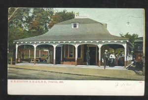 TUGUS MAINE RAILROAD DEPOT TRAIN STATION ME. VINTAGE POSTCARD 1906