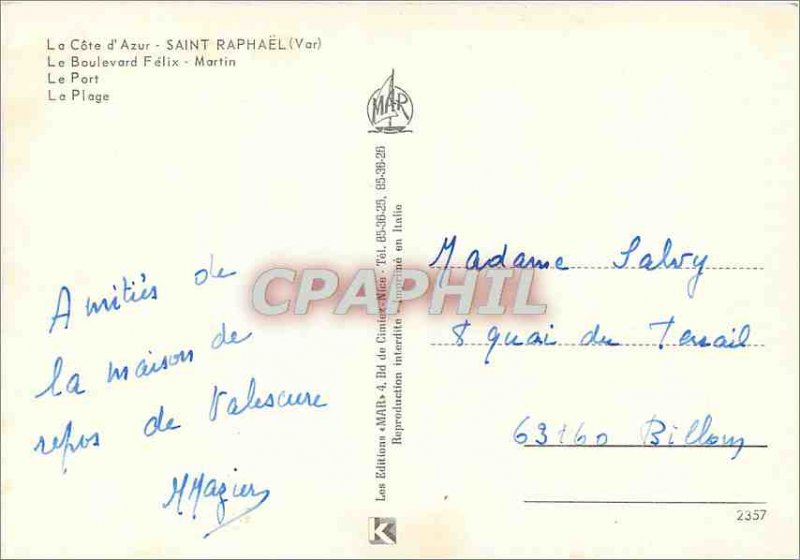 Modern Postcard The French Riviera Saint Raphael Var Boulevard Felix Martin T...