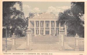 NATCHEZ, MS Mississippi  DUNLEITH~Residence of JN CARPENTER, ESQ 1930 Postcard