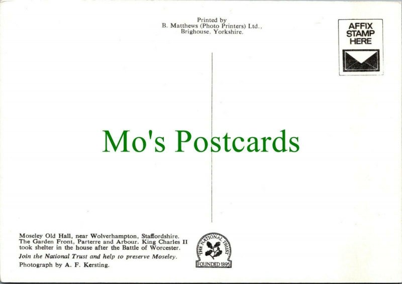 Staffordshire Postcard - Moseley Old Hall, Near Wolverhampton     RR11026