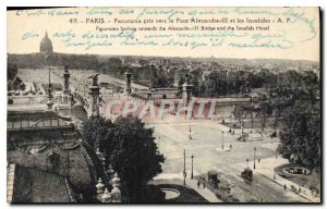 Postcard Old Paris Panorama taken to the Pont Alexandre III and Invalides