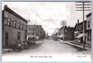 Main Street, North Bay, Ontario, Circa 1907, Chrome Reproduction Postcard, NOS