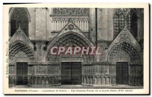 Old Postcard Poitiers Cathedral of St. Peter The Great Gates Of The West Facade