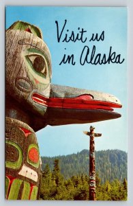 Saxman Indian Village Totem Pole in Alaska Vintage Postcard A199