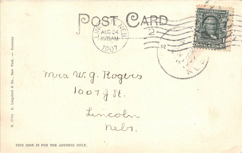 F50/ Geneva Nebraska Postcard 1907 Fillmore County Court House United States Nebraska