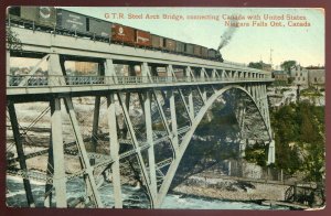 h12 - NIAGARA FALLS Ontario Postcard 1912 GTR Railway Steel Arch Bridge