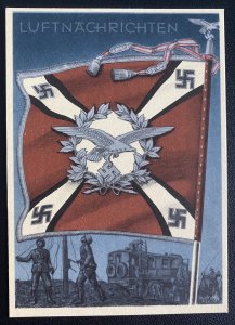 Mint WW 2 Germany Color Picture Postcard Our Wehrmacht Air News Squadron flag