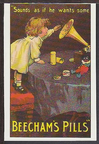 Beecham's Pills Trade Card Reproduction Postcard BIN 