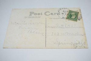 Loving Easter Greeting Christ Is Risen Gold Cross Spring Scene Postcard 5111