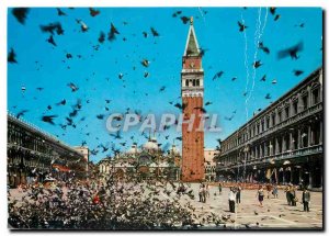 Modern Postcard Venezia St. Mark's Square Volee pigeons