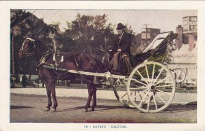 P1892 old postcard quebec caleche horse and buggy, wagon rider, canada