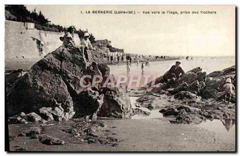 Old Postcard La Bernerie View Towards The Beach Taking Des Rochers