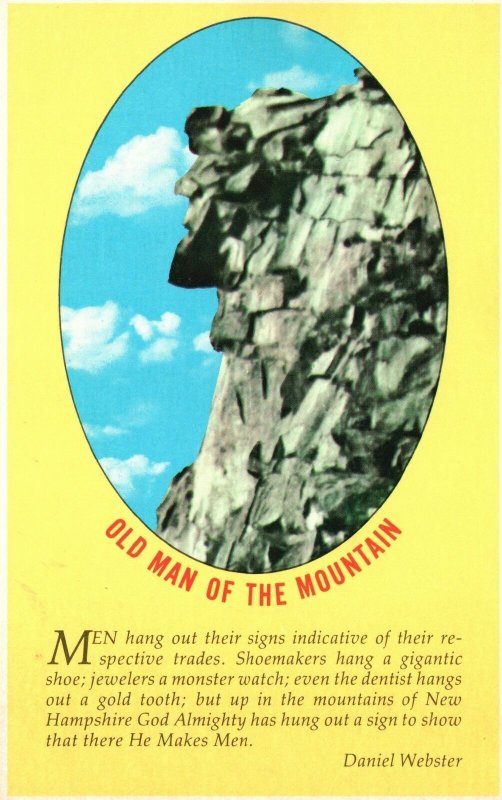 Vintage Postcard Old Man Of The Mountains Franconia Notch New Hampshire