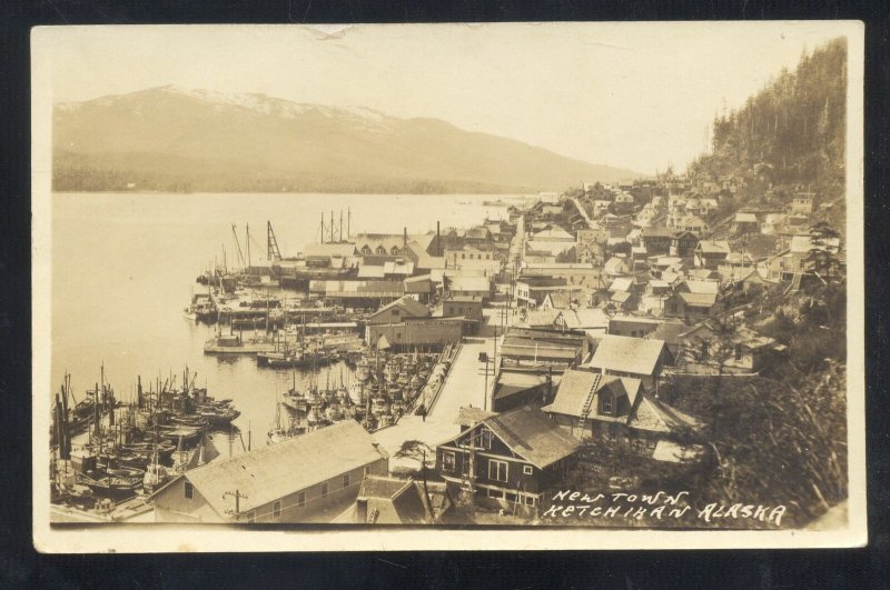 RPPC KETCHIKAN ALASKA DOWNTOWN HARBOR BIRDSEYE VIEW REAL PHOTO POSTCARD