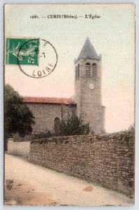 Curis-au-Mont-d'Or~Handcolored~Église Saint-Pierre~Churchyard-City Boundary Wall