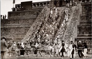 Mexico El Emperador Y Su Corte Teotihuacan Temple Unused Real Photo Postcard H25