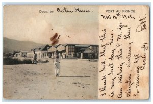 1908 View of Custom House Port Au Prince Haiti Posted Antique Postcard