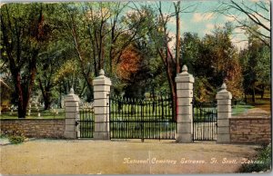 National Cemetery Entrance, Fort Scott KS Vintage Postcard C14