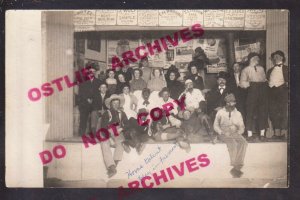 Fremont WISCONSIN RPPC c1910 CLASS PLAY Costumes ADVERTISING SIGNS Black Makeup