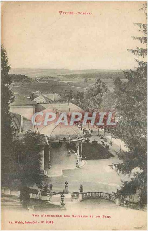Old Postcard Vittel (Vosges) Set Galleries and Park View
