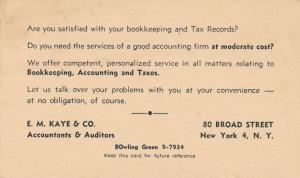 E. M. Kaye Accountants NYC New York City Advertisement for Bookkeeping Services