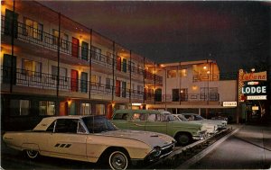 Roadside Postcard Cabana Lodge Sacramento CA Thunderbird & Cool Cars Unposted