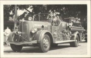 Hempstead Long Island NY Fire Engine 1940s-50s Real Photo Postcard jrf