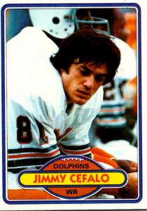 1980 Topps Football Card Jimmy Cefalo WR Miami Dolphins sk0040