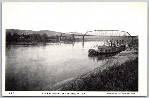 Vtg Wheeling West Virginia WV Paddle Wheel Steamer River View 1900s Postcard