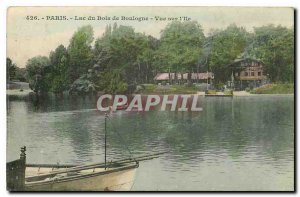 Old Postcard Paris Lake Bois de Boulogne View Island