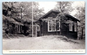 NEW BUFFALO, MI ~ Crafts House & Store YWCA FOREST BEACH CAMP 1948 Postcard 