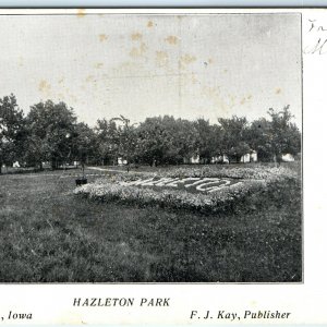 c1900s Hazleton, IA Park Postcard Undivided Back F.J. Kay Litho Photo Vtg A48