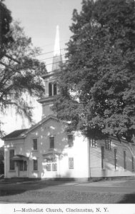 RPPC METHODIST CHURCH CINCINNATUS NEW YORK REAL PHOTO POSTCARD (1950s)