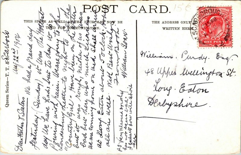 POSTCARD HOLBECK GARDENS, SCARBOROUGH, NORTH YORKSHIRE, RP. RED ONE PENNY POSTED