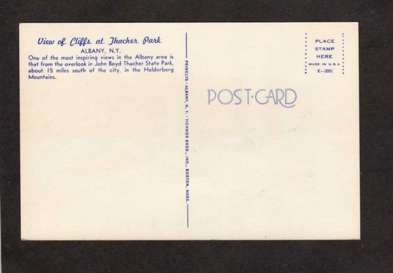NY Cliffs John Boyd Thatcher State Park Albany New York Postcard