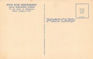 LP19 Chicago Illinois  Postcard Chinese Restaurant Won Kow 