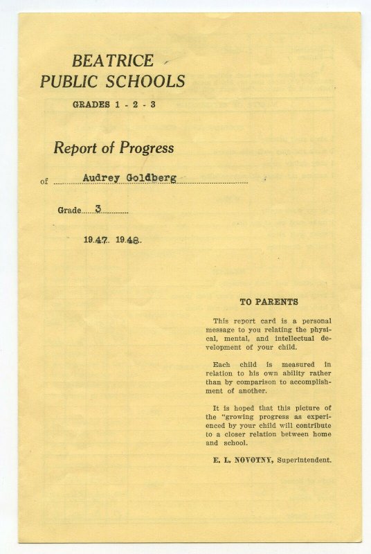 Beatrice NE Public Schools Vintage 1947 48 Report of Progress