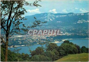 Postcard Modern Lake Bourget (Savoie) panoramic view of Aix les Bains and the...